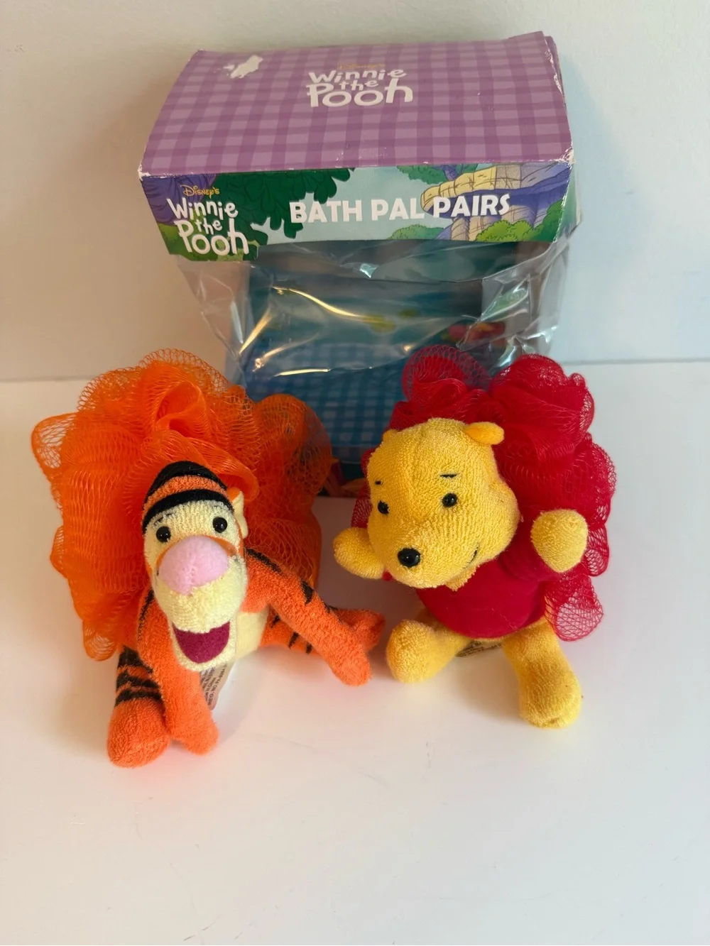 Disney Winnie the Pooh Tigger Bath Pal Pairs Loofah Plush Set NEW Vintage
